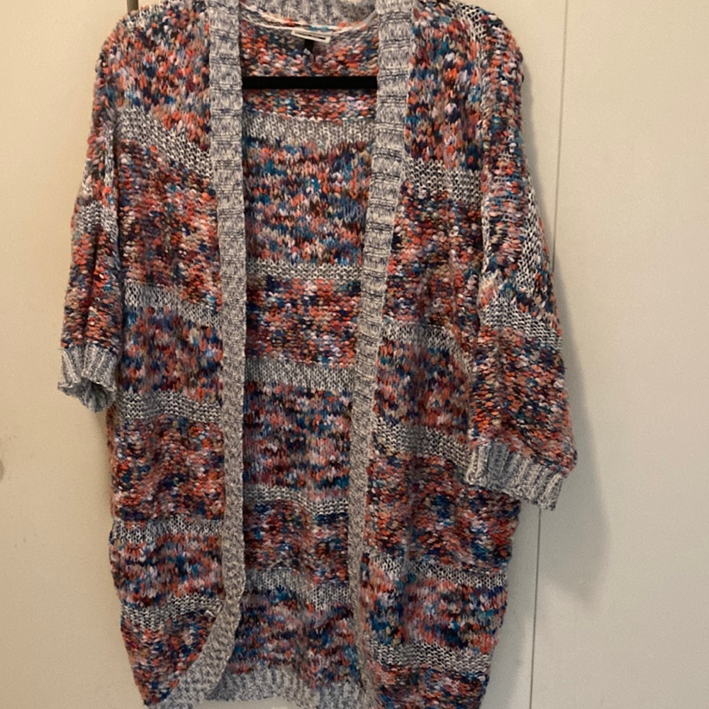 Anthropology sz L cotton knit sweater tunic. Multi color, goes with every color